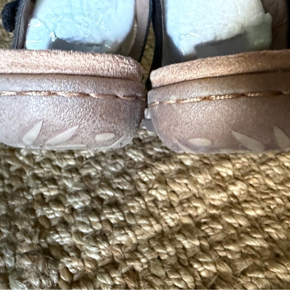 Easy Spirit Women's Sandals Size 8 Adjustable Strap Black Tan Palm Trees summer - Picture 5 of 13
